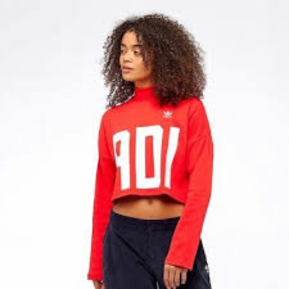 Adidas Bold Age Mockneck Cropped Sweatshirt - Picture 1 of 6
